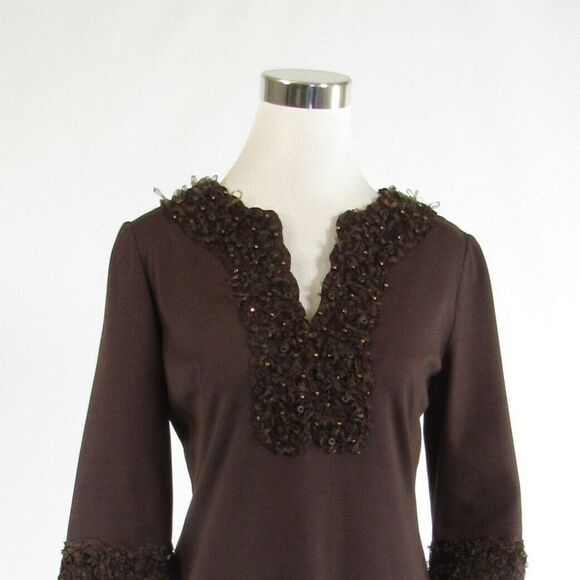 Chetta B brown 3/4 sleeve sheath dress 4 - Picture 2 of 8